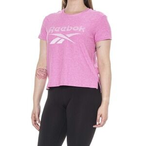 Women's Reebok Lined Lockup‎ Glow T-Shirt - Short Sleeve Pink Heather Size L